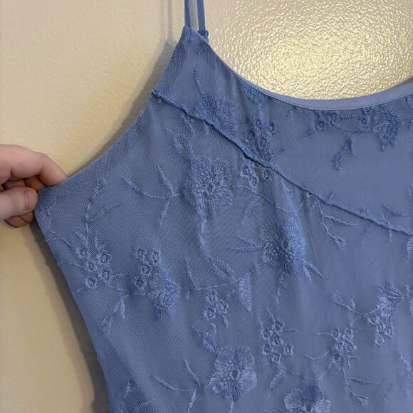 Arula Women 2X Blue Floral Lace Y2K 90s Slinky Allison Maxi Slip Dress NWOT - Picture 7 of 11